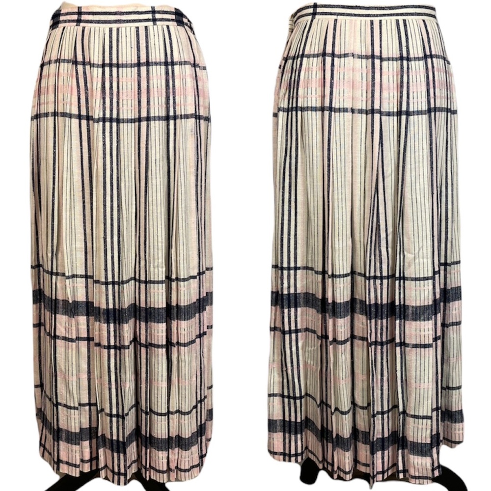 Vintage Evan Picone Pleated Plaid Midi Skirt Size 8